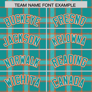 Custom Aqua Personalized Plaid Design Authentic Baseball Jersey