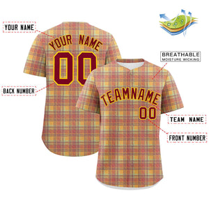 Custom Multi Color Personalized Plaid Design Authentic Baseball Jersey