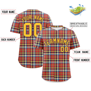 Custom Multi Color Personalized Plaid Design Authentic Baseball Jersey