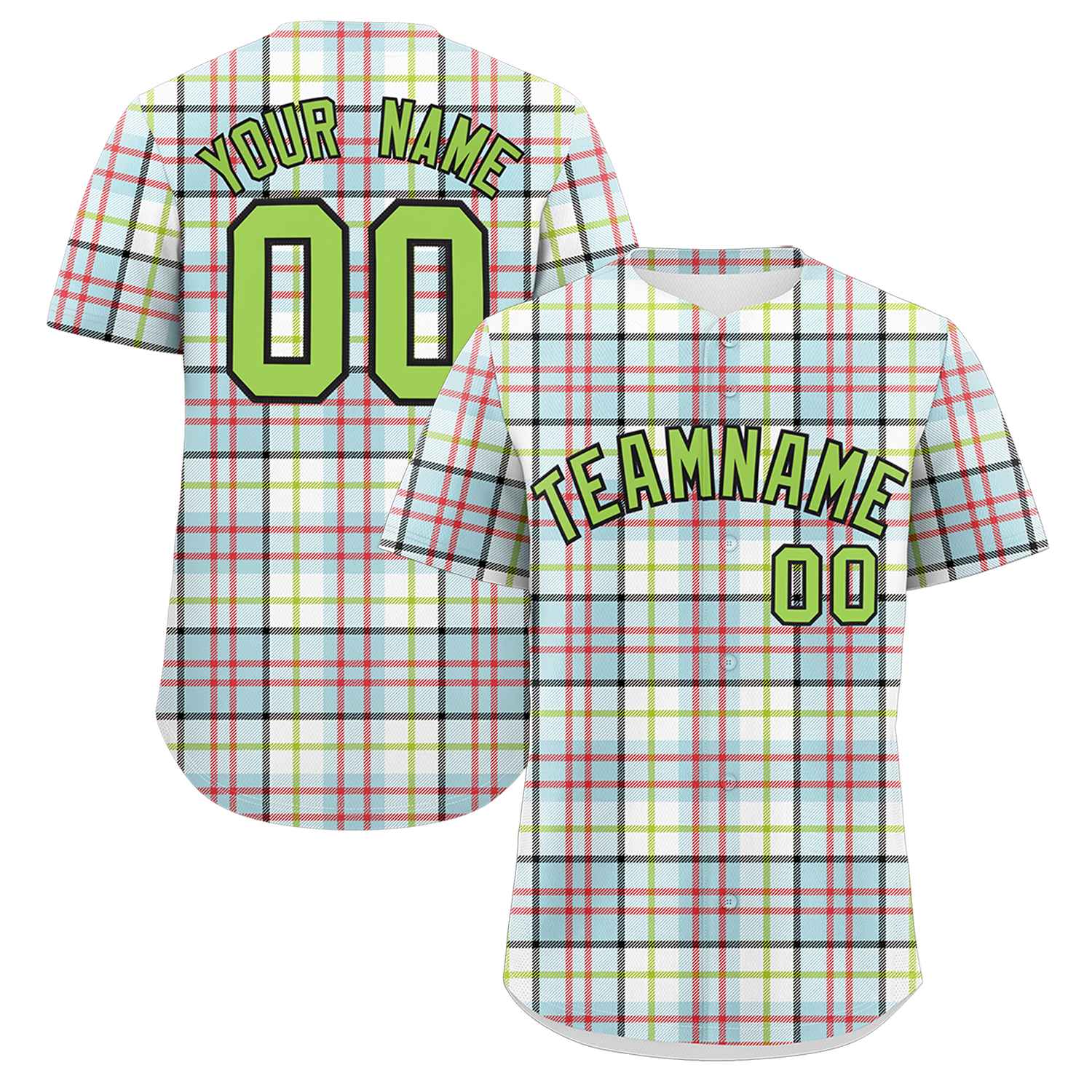 Custom Multi Color Personalized Plaid Design Authentic Baseball Jersey