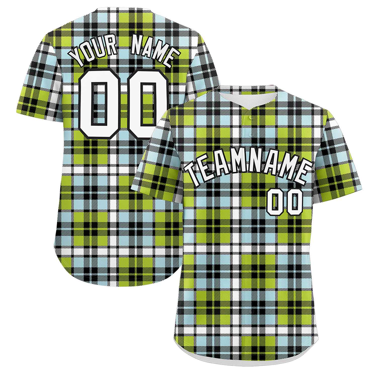 Custom Multi Color Personalized Plaid Design Authentic Baseball Jersey