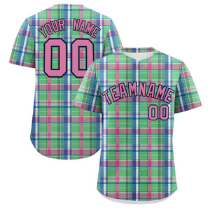 Custom Multi Color Personalized Plaid Design Authentic Baseball Jersey