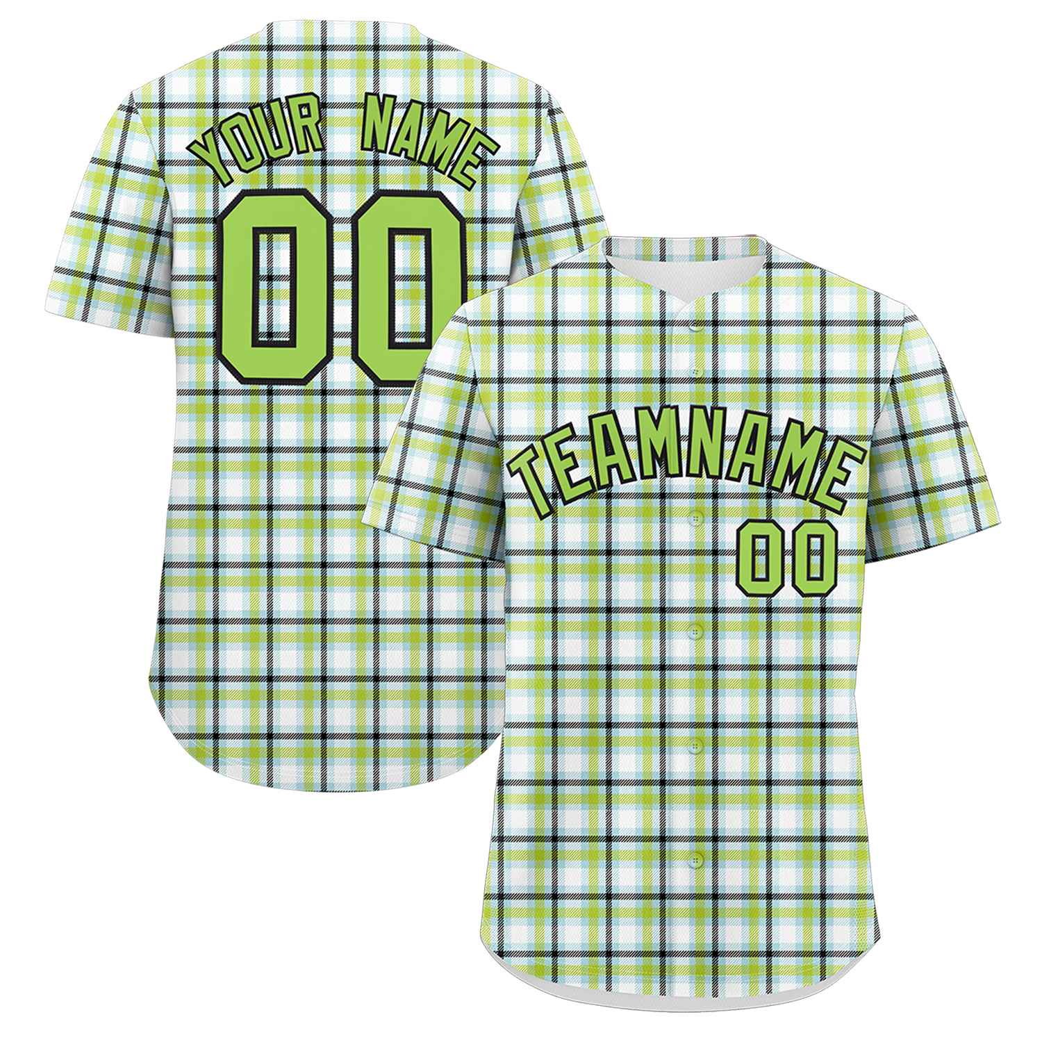 Custom Multi Color Personalized Plaid Design Authentic Baseball Jersey