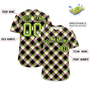 Custom Multi Color Personalized Plaid Design Authentic Baseball Jersey