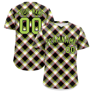 Custom Multi Color Personalized Plaid Design Authentic Baseball Jersey