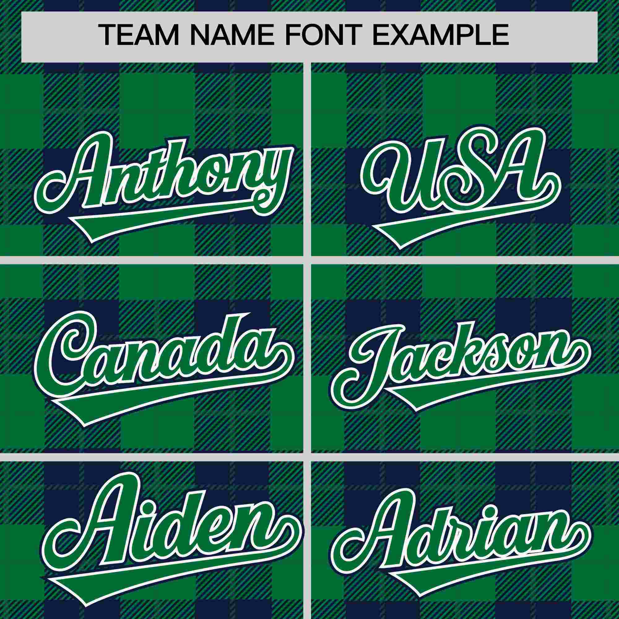 Custom Green Navy Personalized Plaid Design Authentic Baseball Jersey