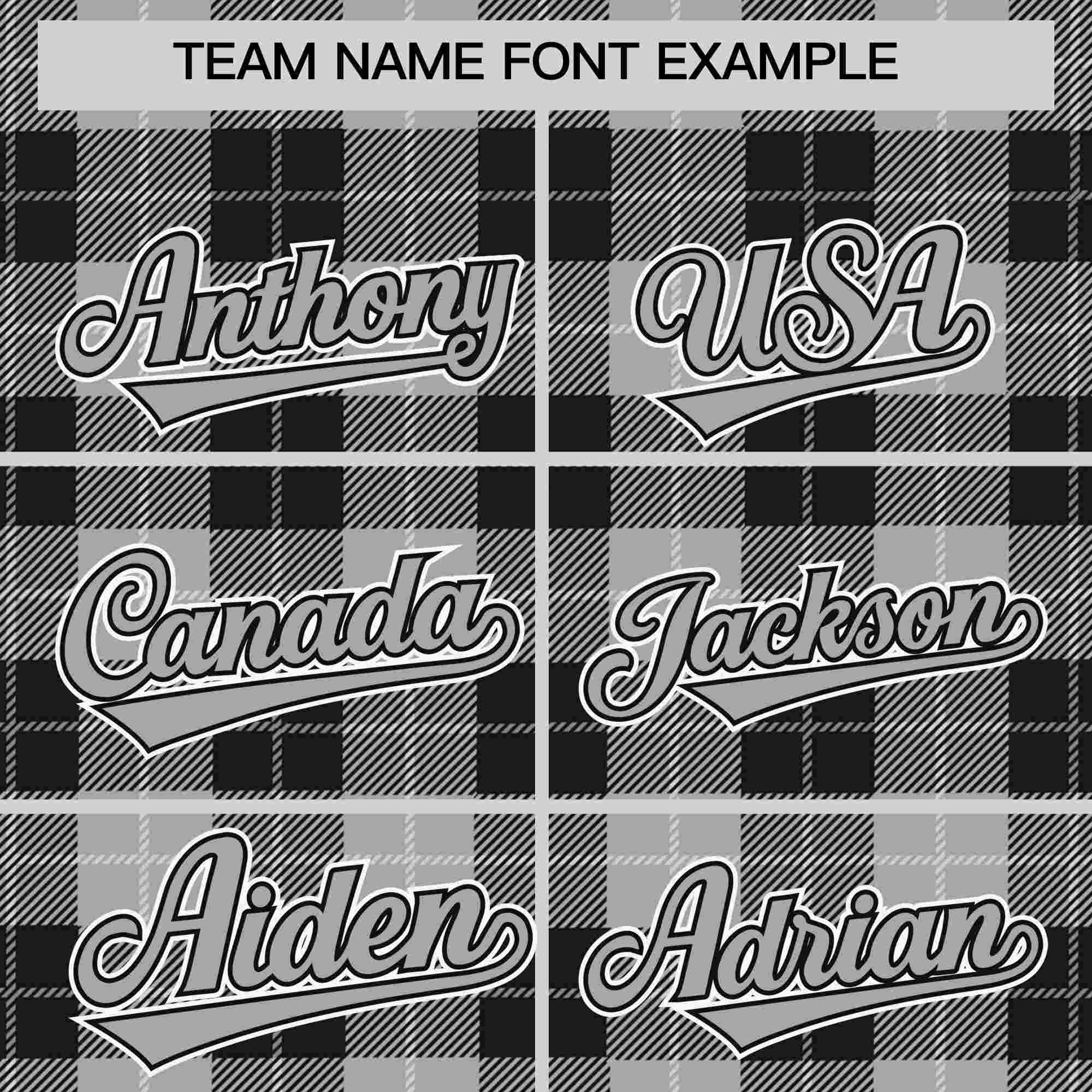 Custom Gray Black Personalized Plaid Design Authentic Baseball Jersey