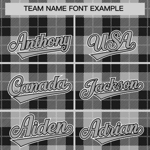 Custom Gray Black Personalized Plaid Design Authentic Baseball Jersey