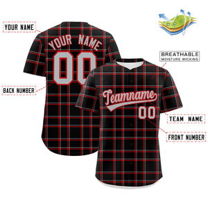 Custom Black Personalized Plaid Design Authentic Baseball Jersey