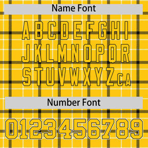 Custom Yellow Personalized Plaid Design Authentic Baseball Jersey