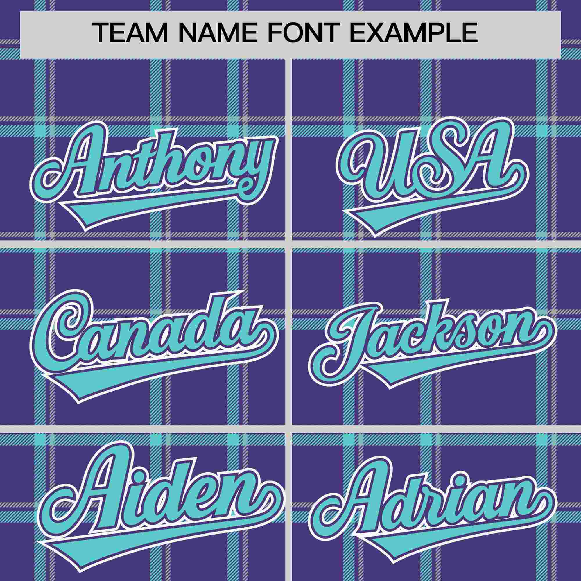 Custom Purple Personalized Plaid Design Authentic Baseball Jersey