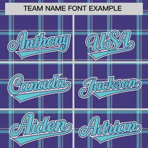 Custom Purple Personalized Plaid Design Authentic Baseball Jersey