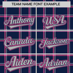 Custom Navy Personalized Plaid Design Authentic Baseball Jersey