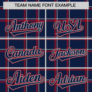 Custom Navy Personalized Plaid Design Authentic Baseball Jersey