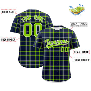 Custom Navy Personalized Plaid Design Authentic Baseball Jersey