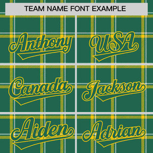 Custom Kelly Green Personalized Plaid Design Authentic Baseball Jersey