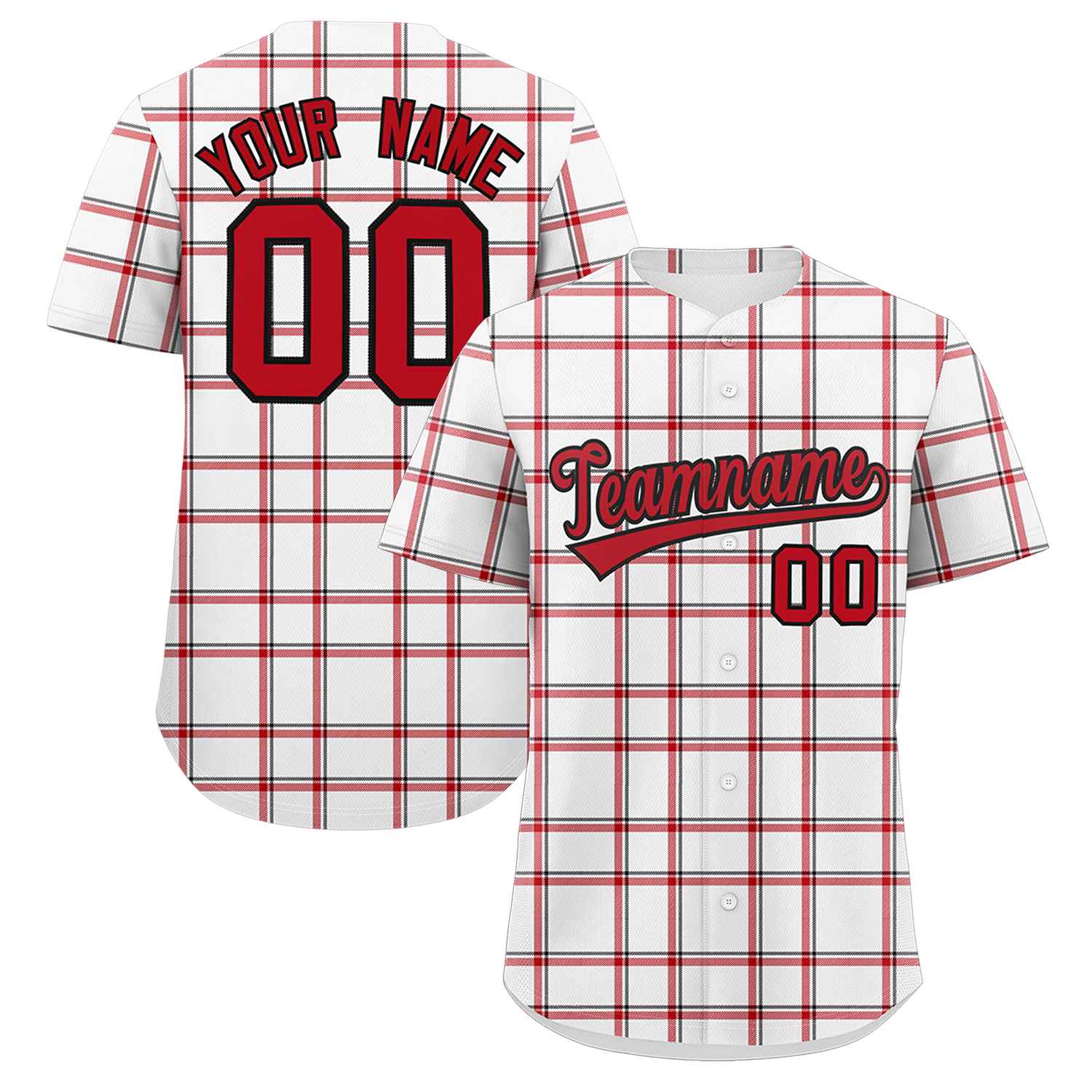 Custom White Personalized Plaid Design Authentic Baseball Jersey