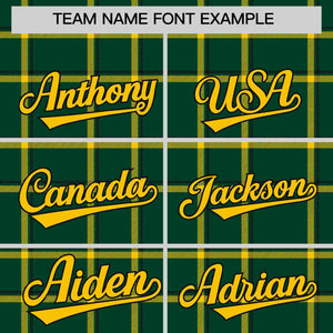 Custom Green Personalized Plaid Design Authentic Baseball Jersey