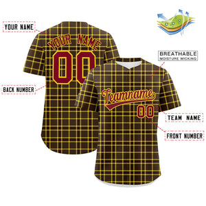 Custom Brown Personalized Plaid Design Authentic Baseball Jersey