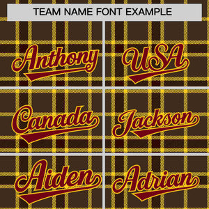 Custom Brown Personalized Plaid Design Authentic Baseball Jersey