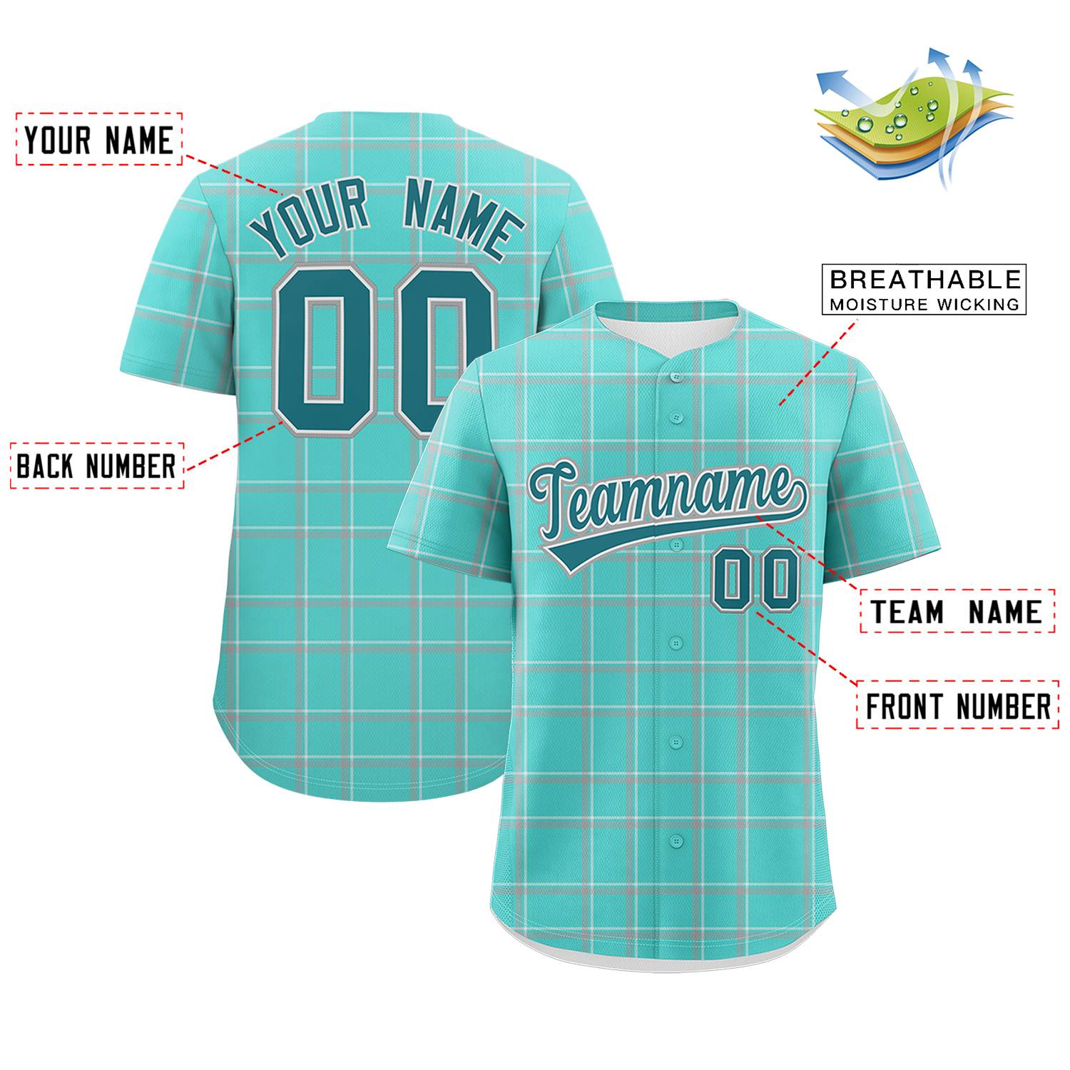 Custom Bright Green Personalized Plaid Design Authentic Baseball Jersey