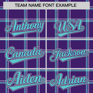 Custom Purple Personalized Plaid Design Authentic Baseball Jersey