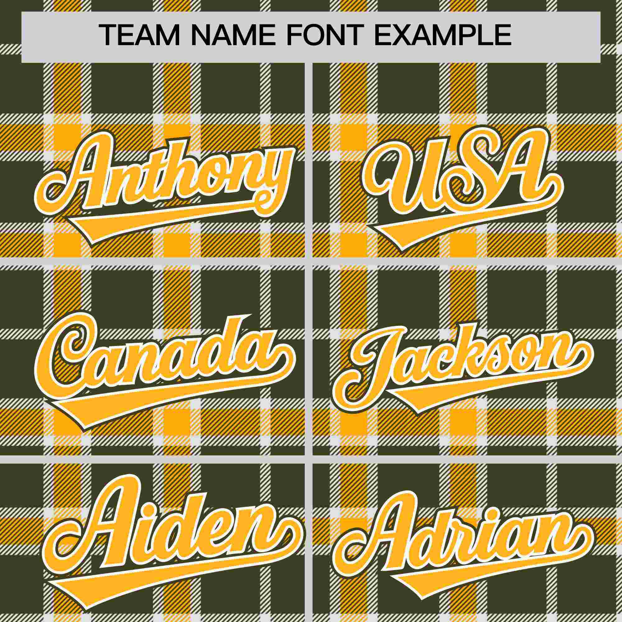 Custom Yellow Olive Personalized Plaid Design Authentic Baseball Jersey