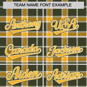 Custom Yellow Olive Personalized Plaid Design Authentic Baseball Jersey