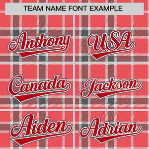 Custom Red Personalized Plaid Design Authentic Baseball Jersey