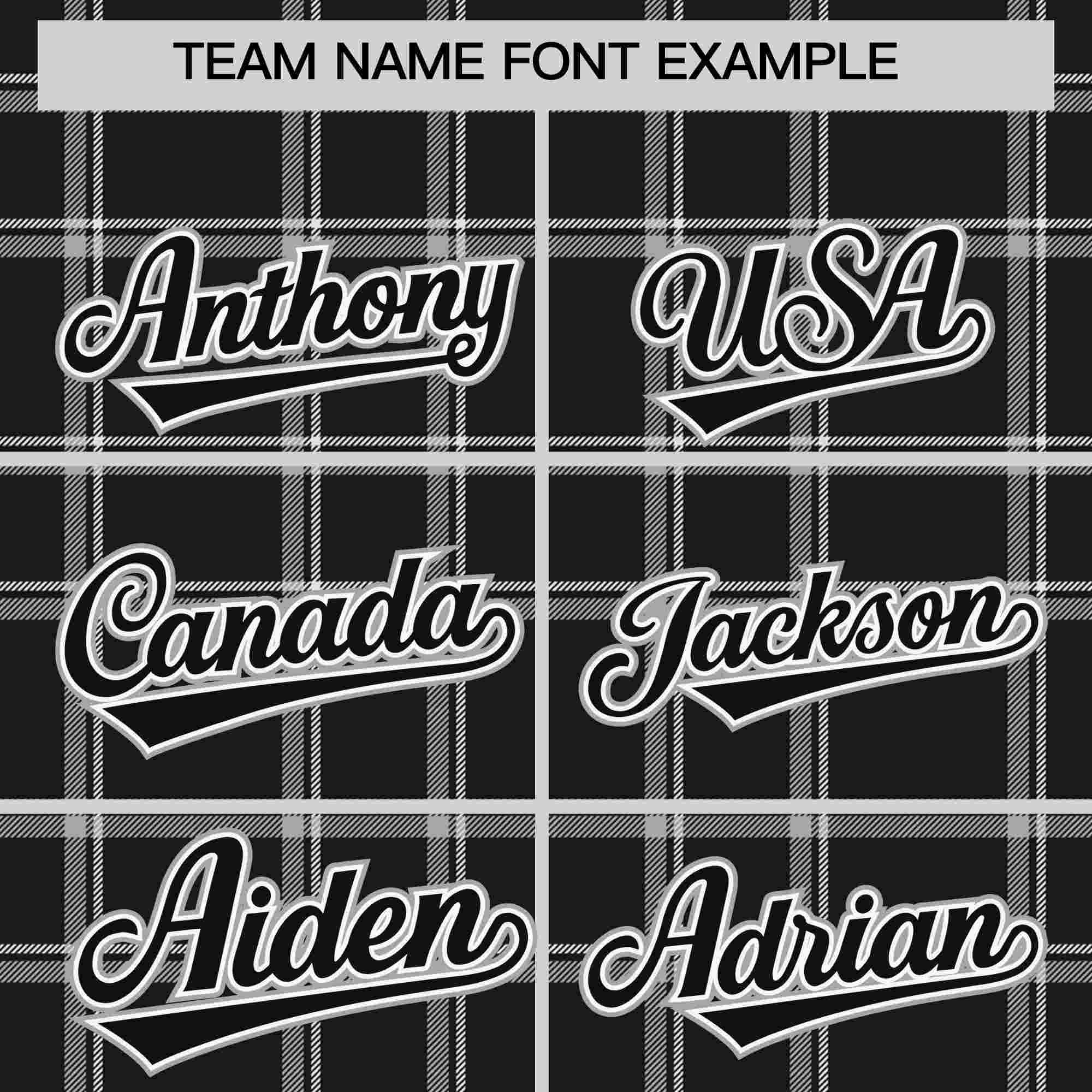 Custom Black Gray Personalized Plaid Design Authentic Baseball Jersey