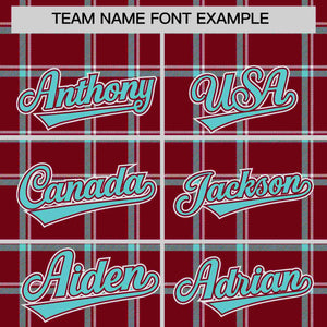 Custom Crimson Personalized Plaid Design Authentic Baseball Jersey