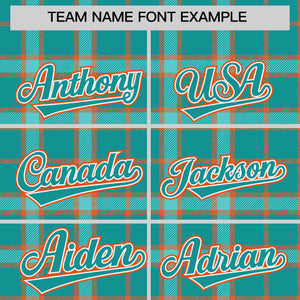 Custom Aqua Personalized Plaid Design Authentic Baseball Jersey