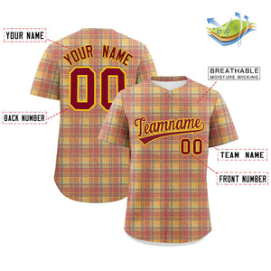 Custom Multi Color Personalized Plaid Design Authentic Baseball Jersey