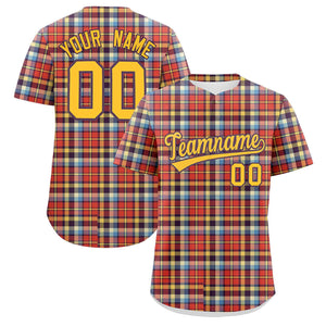 Custom Multi Color Personalized Plaid Design Authentic Baseball Jersey