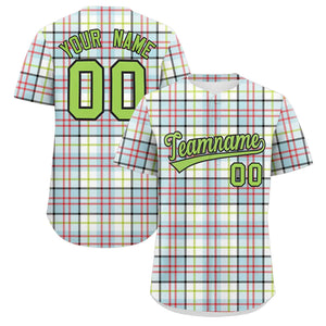 Custom Multi Color Personalized Plaid Design Authentic Baseball Jersey