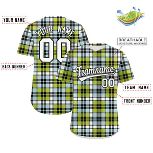 Custom Multi Color Personalized Plaid Design Authentic Baseball Jersey