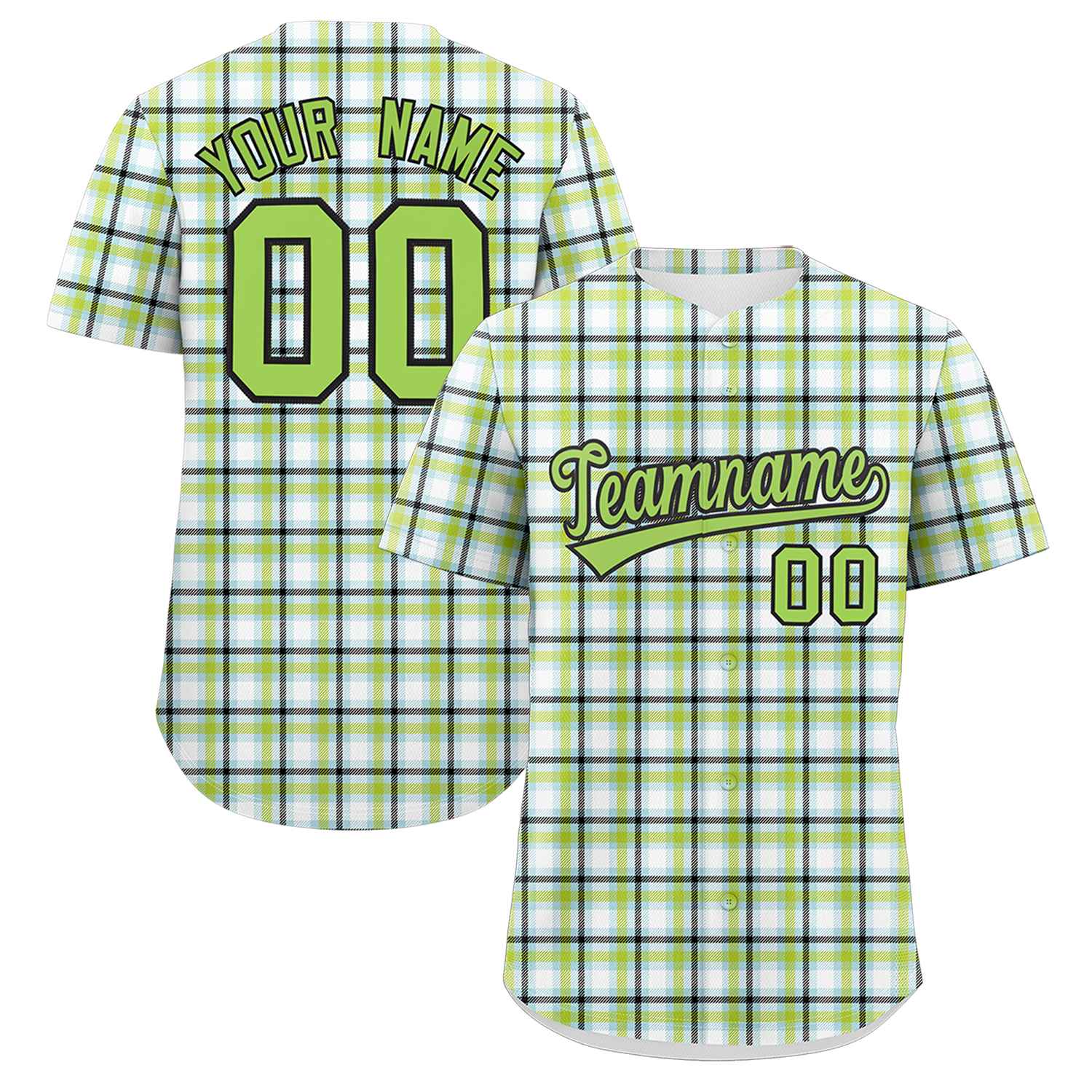 Custom Multi Color Personalized Plaid Design Authentic Baseball Jersey