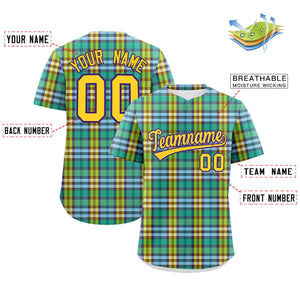 Custom Multi Color Personalized Plaid Design Authentic Baseball Jersey