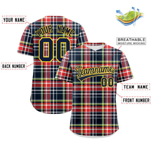 Custom Multi Color Personalized Plaid Design Authentic Baseball Jersey