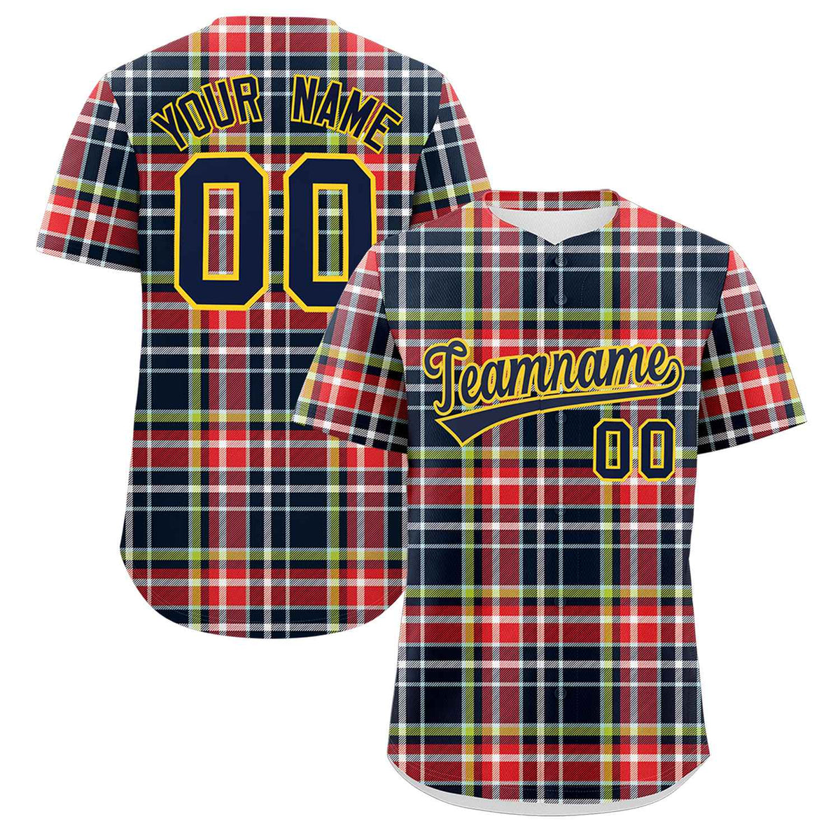 Custom Multi Color Personalized Plaid Design Authentic Baseball Jersey KXKSHOP