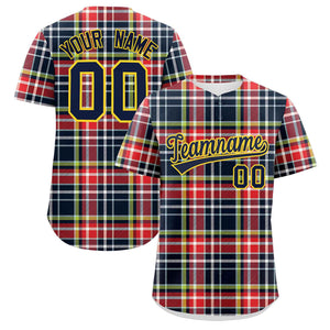 Custom Multi Color Personalized Plaid Design Authentic Baseball Jersey