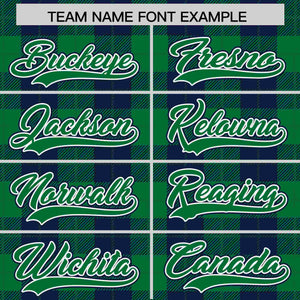 Custom Green Navy Personalized Plaid Design Authentic Baseball Jersey