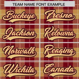 Custom Khaki Red Personalized Plaid Design Authentic Baseball Jersey