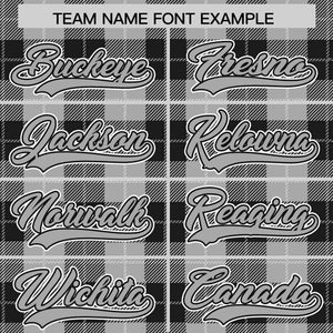 Custom Gray Black Personalized Plaid Design Authentic Baseball Jersey