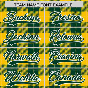 Custom Green Gold Personalized Plaid Design Authentic Baseball Jersey