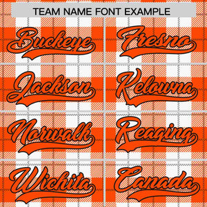 Custom Orange White Personalized Plaid Design Authentic Baseball Jersey