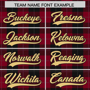 Custom Red Black Personalized Plaid Design Authentic Baseball Jersey