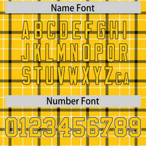 Custom Yellow Personalized Plaid Design Authentic Baseball Jersey