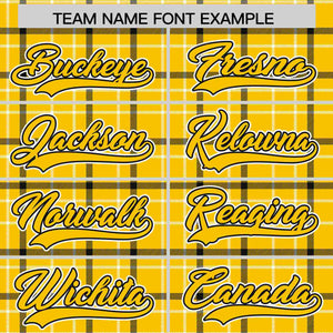 Custom Yellow Personalized Plaid Design Authentic Baseball Jersey