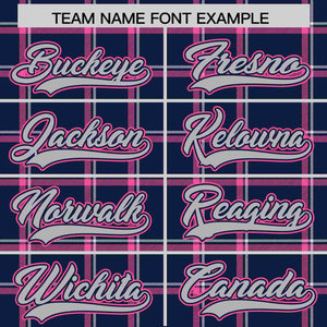 Custom Navy Personalized Plaid Design Authentic Baseball Jersey